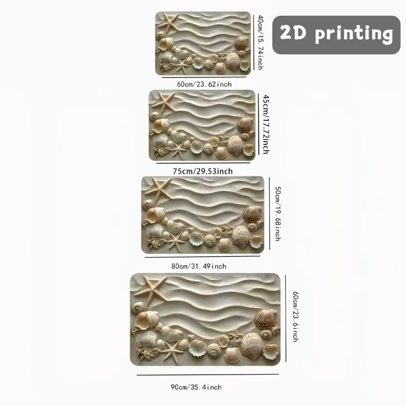 VIKAMA 3D Vision Badezimmer-Bodenmatte Ocean Breeze in Beige, rutschfest und waschbar - Bild 4