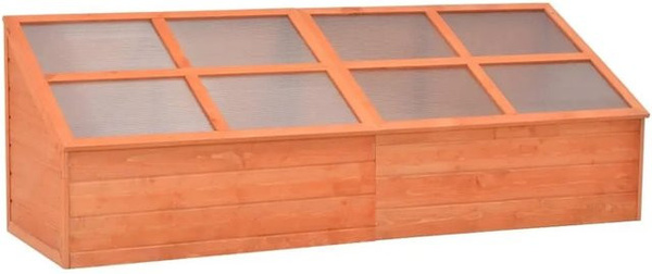 vidaXL Frühbeet aus Holz und Polycarbonat in Braun, B/T/H: 180 x 57 x 62 cm