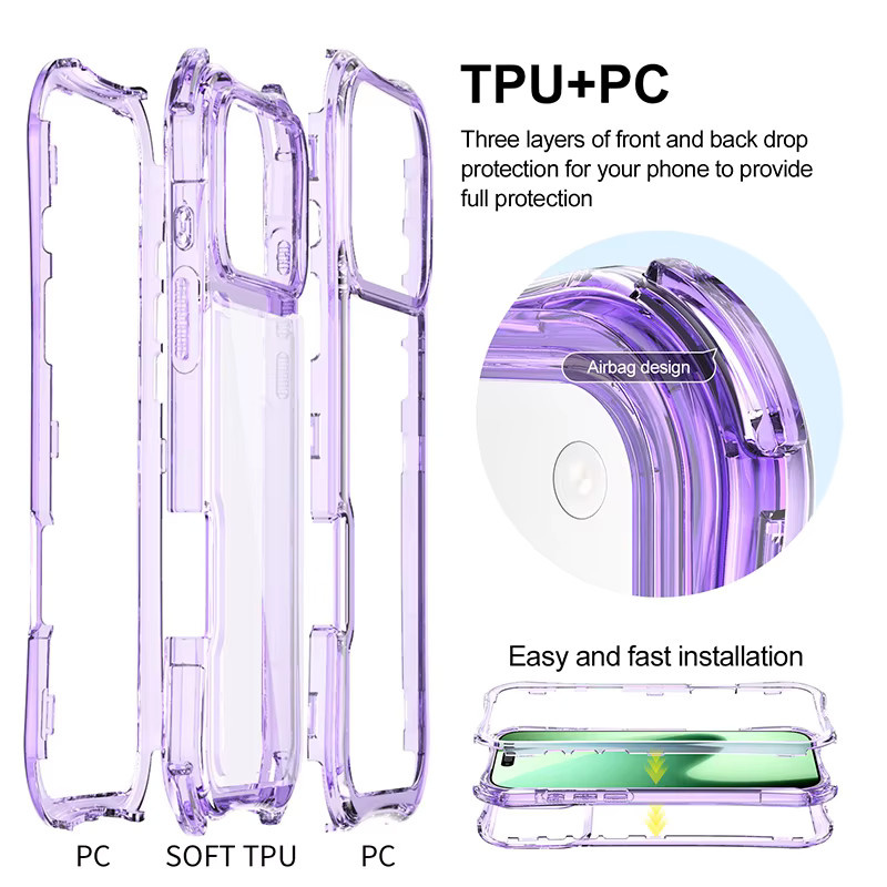 Stoßfeste iPhone Hülle aus Acryl und TPU mit Handgelenkschlaufe und Luftkissen, transparent/grün - Bild 1
