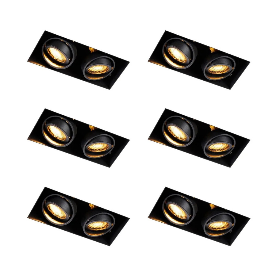 QAZQA Set mit 6 verstellbaren Einbau-Spots in Schwarz, randloses Design für Küche, Wohnzimmer und Verkaufsflächen - Bild 2