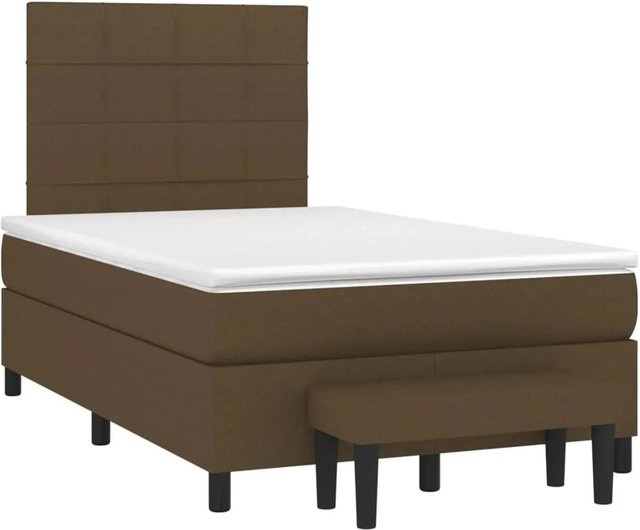 vidaXL Boxspringbett Hybrid mit Matratze und Kopfteil in Dunkelbraun und Weiß, B/T/H: 123 x 120 x 118 cm - Bild 1