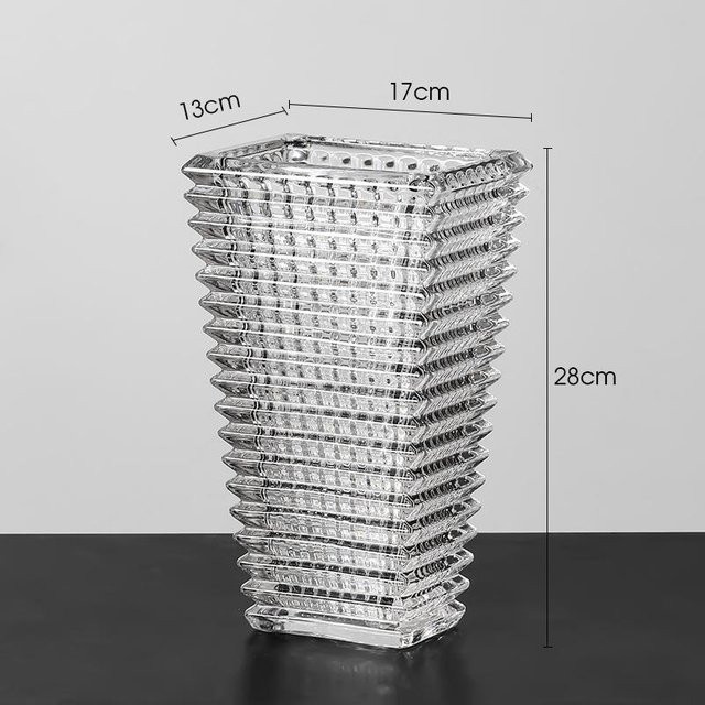 Moderne quadratische Kristallglasvase in Transparent für Hochzeitsdekoration und Wohnzimmer, Höhe: 28 cm - Bild 1