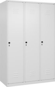 C+P Spind Classic PLUS Garderobenschrank mit 3 Abteilen, Farbe Weiß, H x B x T: 185 x 120 x 50 cm - Bild 1
