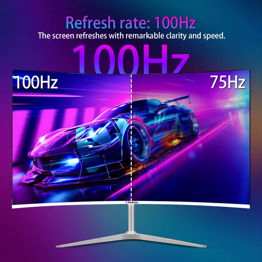 FYHXele Curved Gaming Monitor 27 Zoll, FHD 1080P, 100Hz, CSOT HVA Panel, 2ms, 99% sRGB, Schwarz - Bild 2