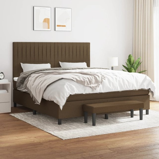 vidaXL Boxspringbett mit Matratze in Braun aus Stoff, B/T/H: 180 x 200 x 128 cm - Bild 3