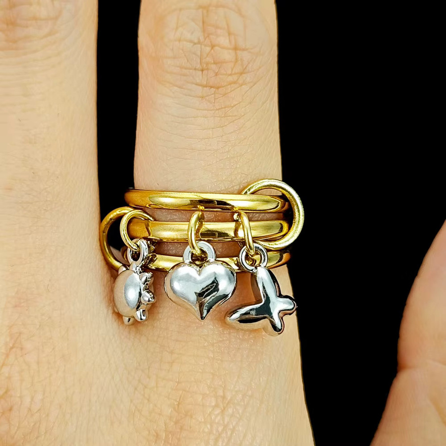 ZHOUYANG Ring Set, Edelstahl, Bicolor, Damen - Bild 2