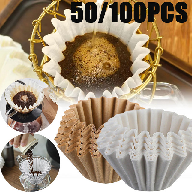 50 Stück Untior Kaffee Filterpapier aus Zellstoff in Braun für Handbrau-Methoden Origami und Kuchenschüssel Typ - Bild 1