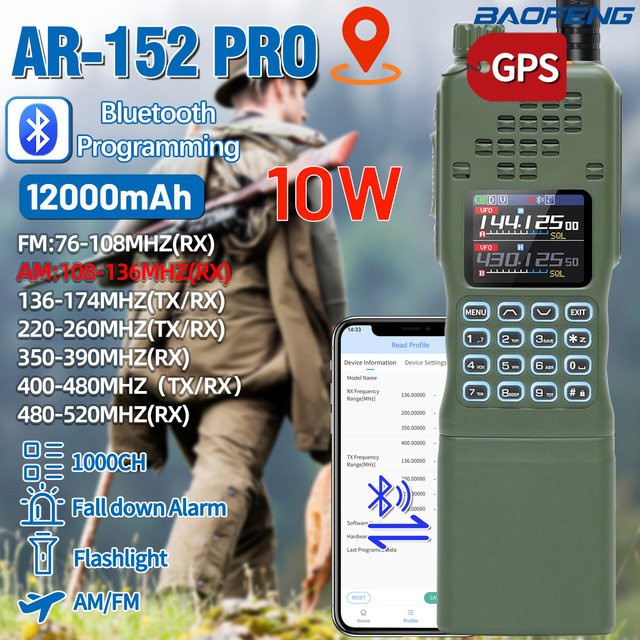 Baofeng AR-152 PRO GPS Amateurfunk-Walkie-Talkie in Grün - Bild 1