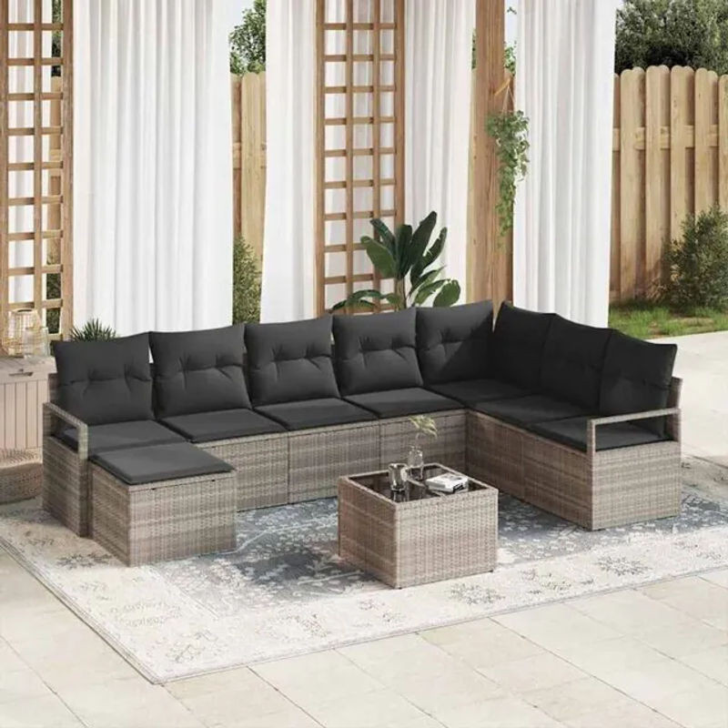 Vidaxl Loungemöbel Sofa Set aus 8 Teilen in Grau aus modernem Polyrattan - Bild 1