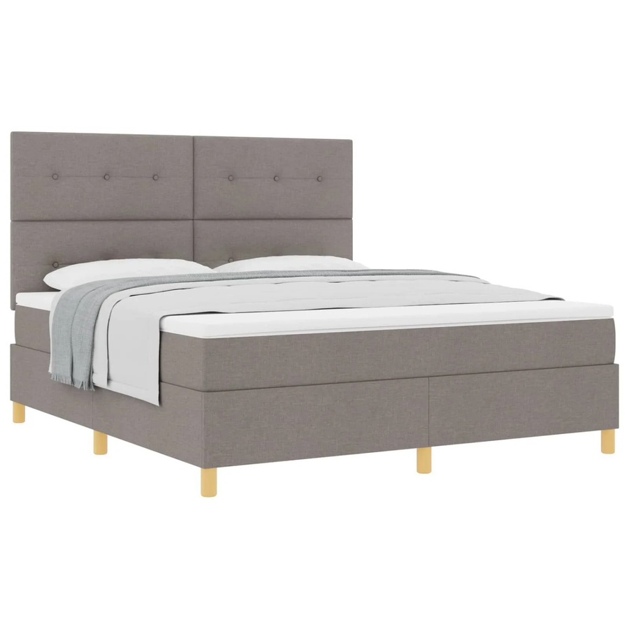 vidaXL Boxspringbett mit Matratze in Taupe, B/T: 180 x 200 cm, modernes Design mit Taschenfederkern und Stoffbezug - Bild 2