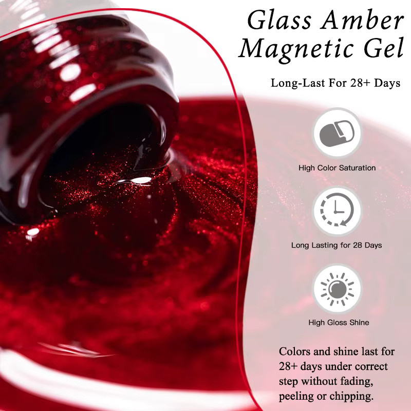 MEET ACROSS Glas-Bernstein-Katzenaugen-Magnetgel-Nagellack, Glänzend - Bild 6