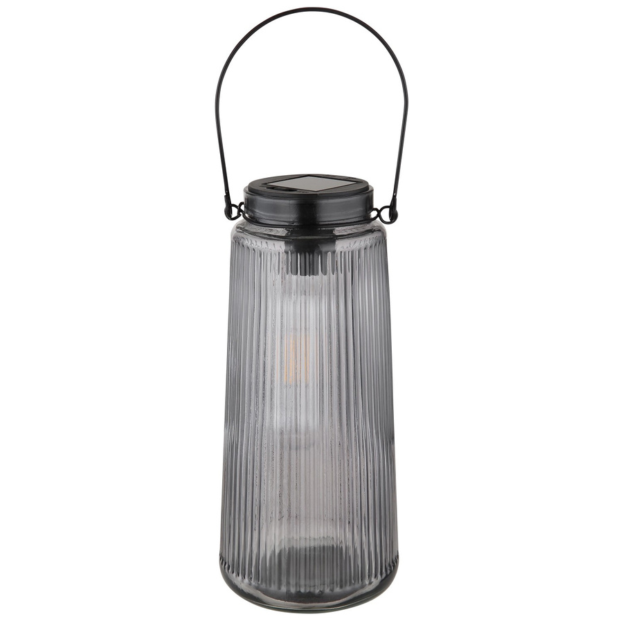 Globo LED-Solarleuchte Schwarz mit transparentem Glas, Höhe: 25 cm, Durchmesser: 11,5 cm - Bild 2
