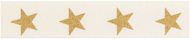 Rico Design Paper Poetry Taftband Sterne in Offwhite und Gold, Breite: 16 mm, Länge: 3 m - Bild 1