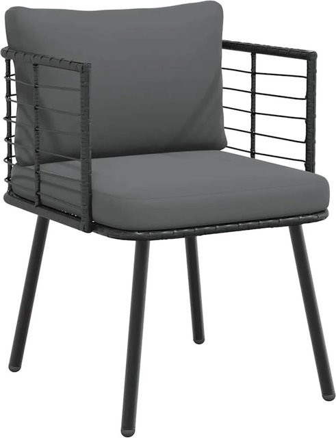 Furnicato Gartensessel aus schwarzem PE-Rattan mit Kissen und Armlehnen - Bild 1