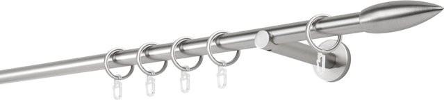 ONDECO Gardinenstange 1-läufig in Edelstahl-Optik mit Wandträger und Endstück Cardo, Länge: 260 cm, Durchmesser: 20 mm, Wandabstand: 12 cm - Bild 1