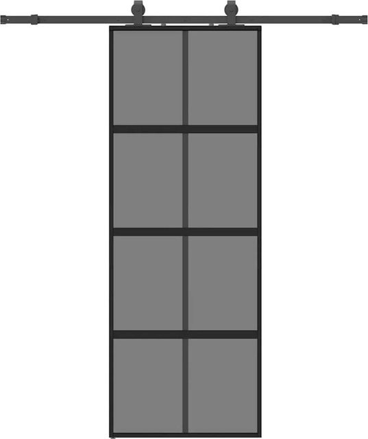 vidaXL Schiebetür aus Hartglas mit Beschlag in Schwarz, B: 76 cm, H: 205 cm - Bild 1