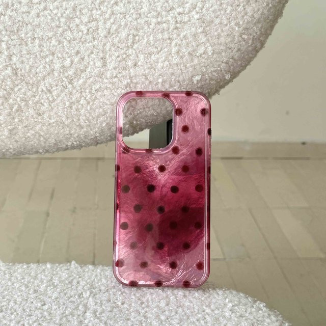 Glänzende iPhone Handyhülle mit Liebesherz Motiv und Glitzerpunkten in Pink für Apple iPhone 12 bis 16 Pro Max - Bild 1