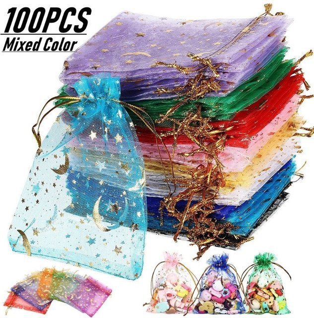 Bunte Geschenktüten mit Kordelzug aus Kunststoff für Schmuck und Süßigkeiten, Multicolor - Bild 1