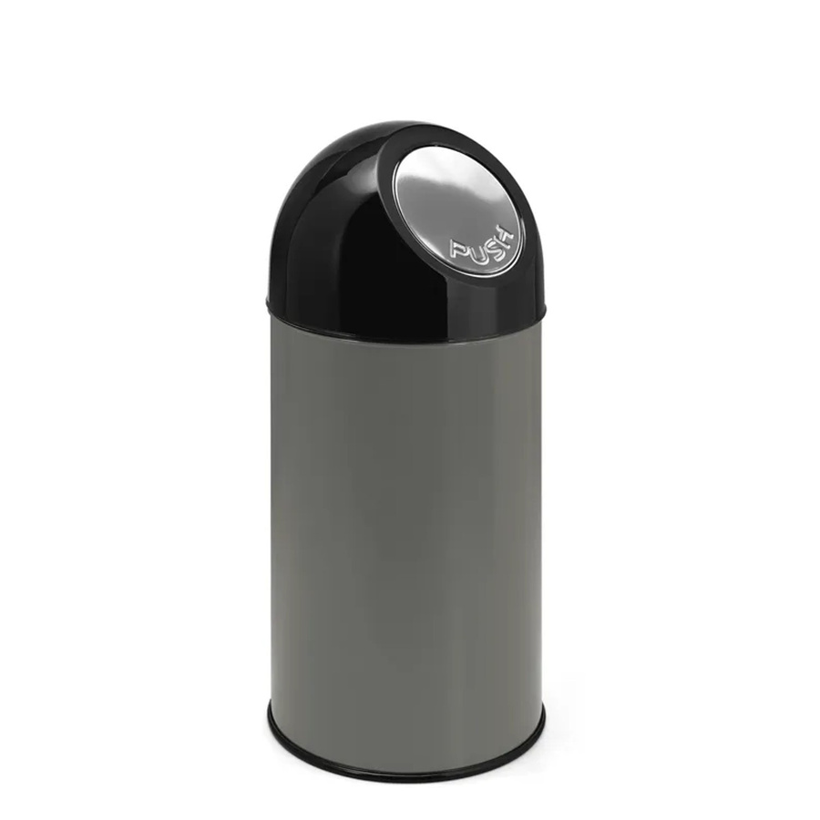 PROREGAL Klassischer Abfallbehälter mit Pushdeckel aus Metall in Grau, H x B x T: 67 x 31 x 31 cm - Bild 2