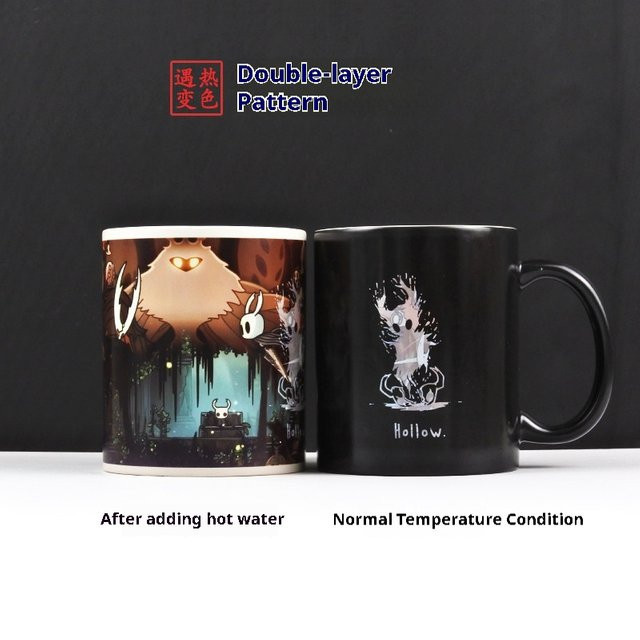Hollow Knight Wärmeempfindliche Farbwechsel-Tasse aus Keramik in Schwarz mit doppelseitigem Muster von Bandai - Bild 1