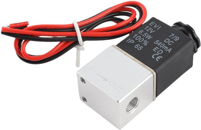 TOMTOP JMS Pneumatisches 2-Wege Magnetventil aus Aluminium, 12V DC, Normalerweise Geschlossen, Weiß/Silber - Bild 1