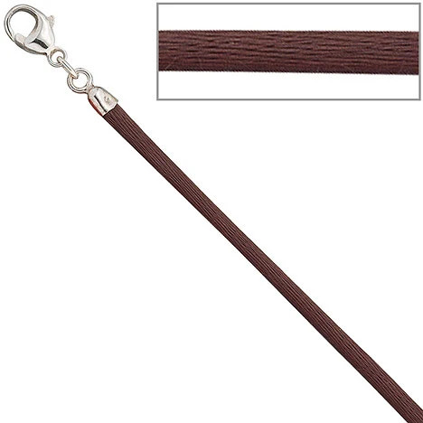 Colfem Halskette Seide, braun, 925 Silber, 42 cm, Unisex - Bild 1