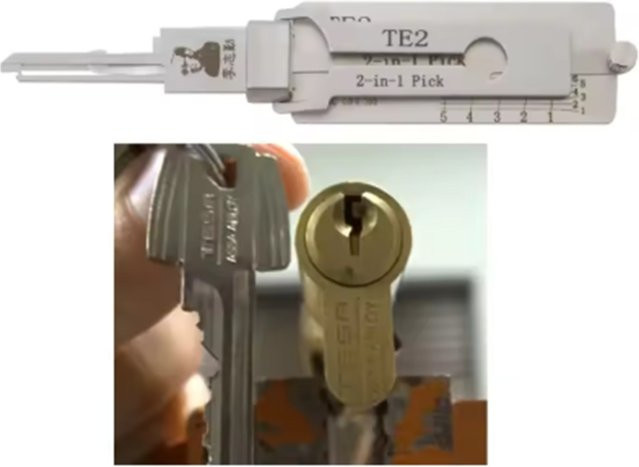 TE2 Lishi 2-in-1 Schloss-Pick und Decoder für TESA-Schlösser in Silber - Bild 1