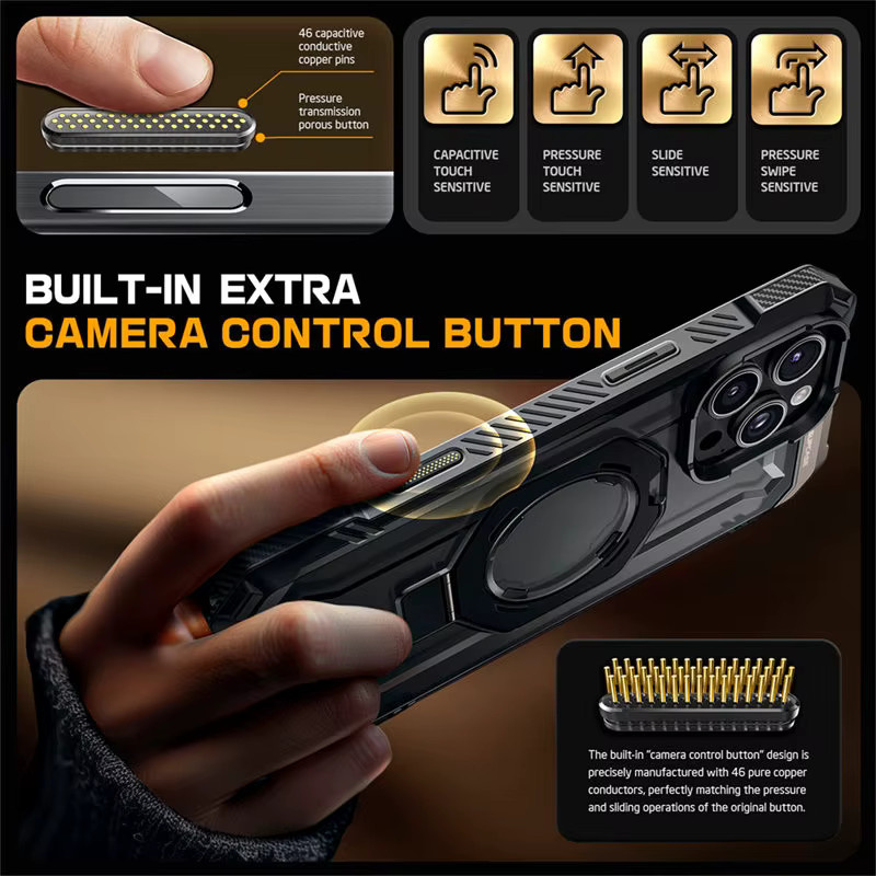 SUPCASE Magnetische Schutzhülle für iPhone 16 Pro Max in Schwarz mit Kamera-Steuerung und integriertem Ständer und UB Grip - Bild 3