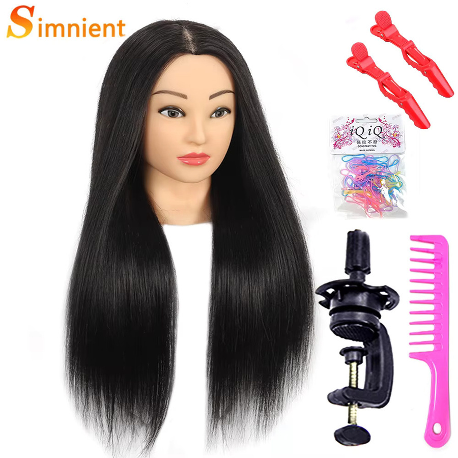Simnient Übungskopf mit 60cm Echthaar, 85% Gemisch, für Friseure - Bild 3