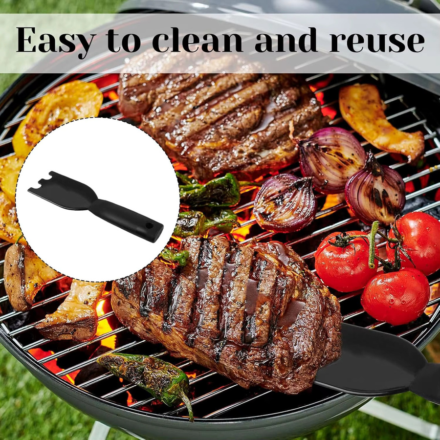 Antihaftbeschichteter Grillschaber-Spatel aus Nylon in Schwarz für George Foreman und andere Innengrills mit Reinigungsbürste und Rillen - Bild 5