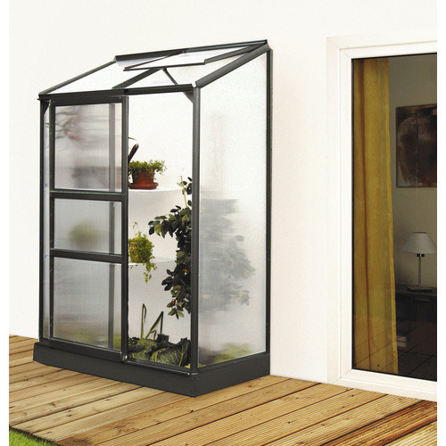 Vitavia Anlehn-Gewächshaus Styx in Schwarz und Grau mit 0,9 m² Fläche und 4 mm HKP-Verglasung - Bild 3