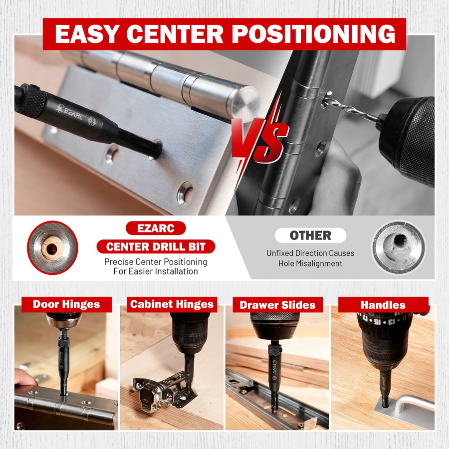 EZARC Senkbohrer-Set für Holz, 22-teilig, Schwarz, mit selbstzentrierenden Bohrern und 1/4 Zoll Sechskantschaft inklusive Aufbewahrungsbox - Bild 4