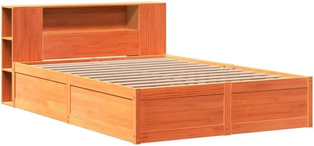 vidaXL Massivholzbett aus Kiefernholz in Braun mit rustikaler Optik, B/T: 140 x 190 cm - Bild 1