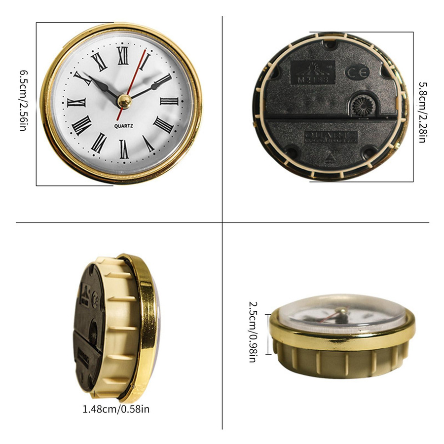 Xudikou Uhrwerkeinsatz, 65 mm, römische Ziffern, gold, rund - Bild 3