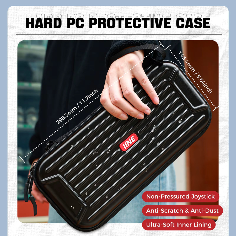 IINE PC-Aufbewahrungstasche für Nintendo Switch 2 und NS2 in Schwarz mit Dual-Layer-Schutz und spritzwasserabweisender Oberfläche - Bild 3