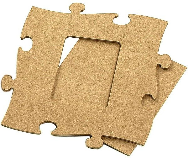 VBS Puzzlerahmen Eckig in Braun aus MDF-Holz mit Puzzleteil-Optik, Breite: 8,5 cm, Höhe: 11,5 cm - Bild 1