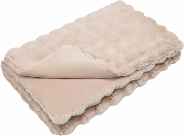vidaXL Kunstfell Decke in Beige mit Plüsch-Bubble-Textur aus Polyester, Breite: 240 cm, Tiefe: 270 cm - Bild 1