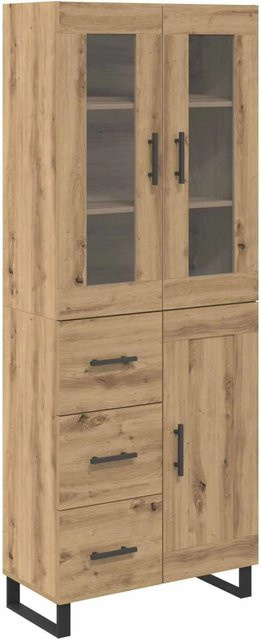 vidaXL Highboard 2-teilig Artisan-Eiche aus Holz und Glas, Farbe Braun, B/T/H: 180 x 40 x 69,5 cm - Bild 1