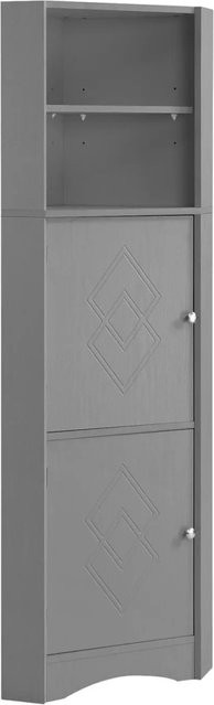 PXloue Eck-Badschrank Grau mit Türen, offenen Fächern und Einlegeböden, H x B x T: 155,0 x 36,5 x 36,5 cm - Bild 1