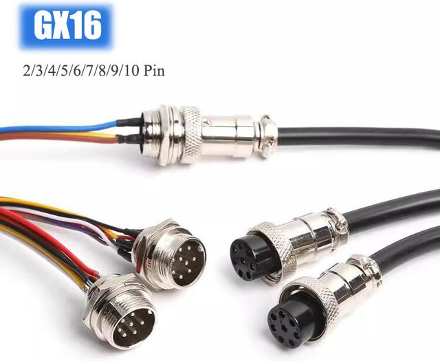 DIVEDEER GX16 Luftfahrt Stecker Buchse auf Buchse mit Kabel, 2 bis 10 Pin Auswahl, 250 V, 4 bis 7 A, Kabellänge: 50 cm bis 3 m - Bild 1