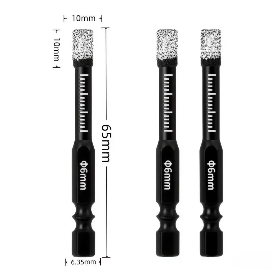 RSMXYO 10-teiliges Diamantbohrer-Set mit 6 mm Sechskantschaft für Porzellan, Granit, Fliesen und Marmor - Bild 2