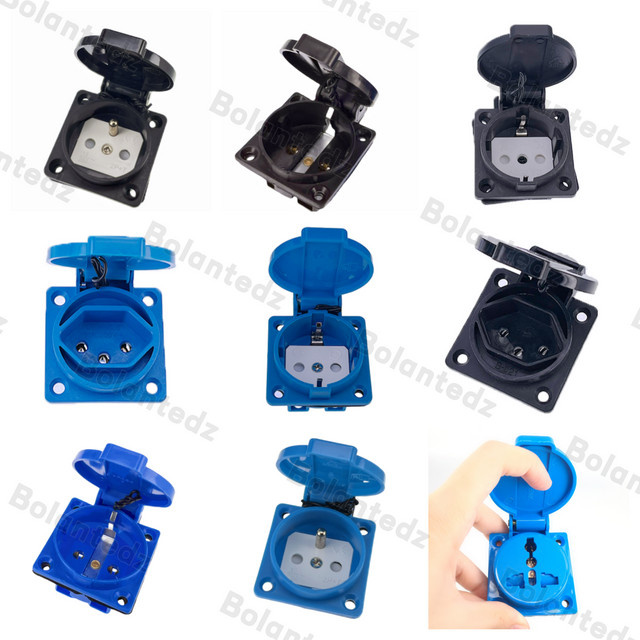 Bolantedz Universal Outdoor Steckdose Wasserdicht mit AU US UK EU und Schuko Anschluss in Blau - Bild 1