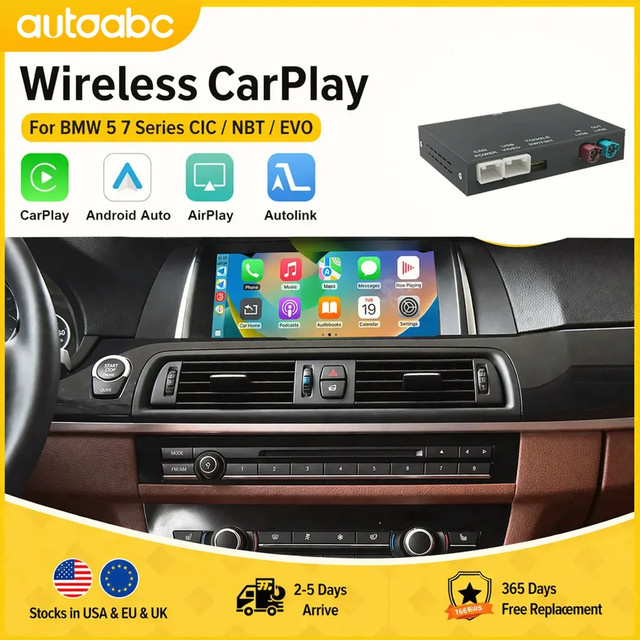 AUTOABC Multimedia Decoder Box für BMW 5er und 7er Serie (2009-2016) mit kabellosem CarPlay, Android Auto und Airplay in Schwarz - Bild 1