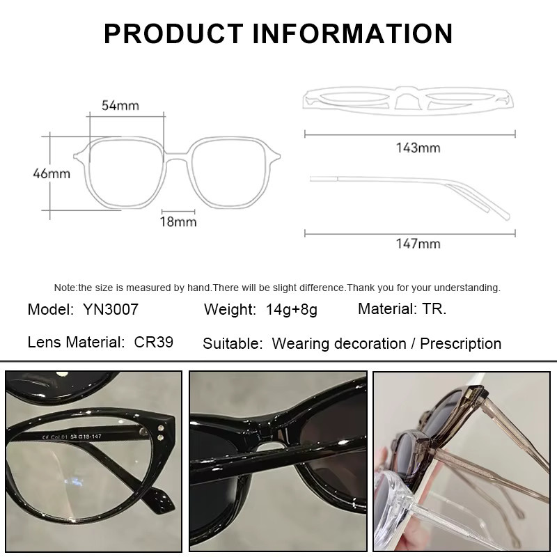 CLLOIO Cat-Eye Sonnenbrille mit magnetischem Clip, Damen, braun, Vollrand - Bild 3