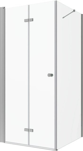 Aquabatos Eckdusche mit Falttür und Seitenwand, Rahmenlose Duschkabine mit Eckeinstieg, Farbe: Transparent, B/T: 120 x 80 cm, Höhe: 187 cm, 5 mm ESG Sicherheitsglas - Bild 1