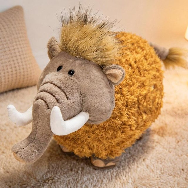 Yiran toy Eiszeit Urzeit Elefant, Plüschtier, stehend, Gelbbraun, 70cm, ab 14 Jahren - Bild 1