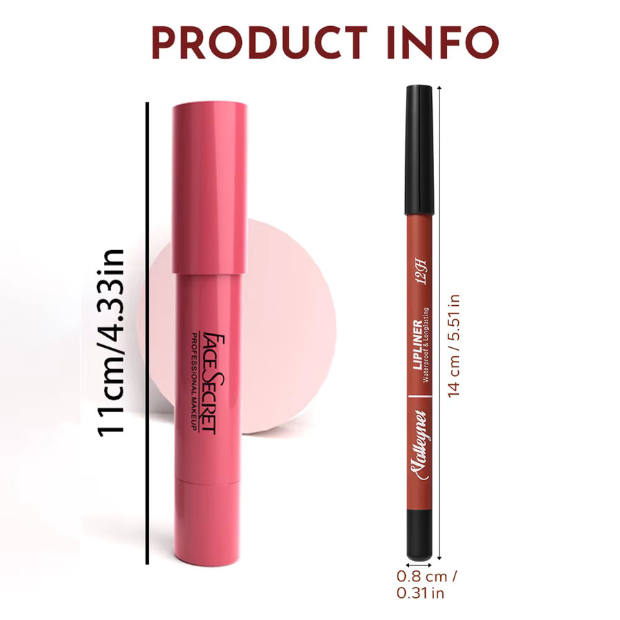 Lippenstift und Lip Liner Set, Matte Velvet Lipstick, 2-teilig - Bild 2