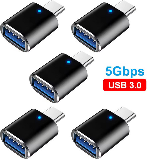 NNBILI USB 3.0 auf USB Typ C Adapter mit LED OTG Funktion in Silber - Bild 1