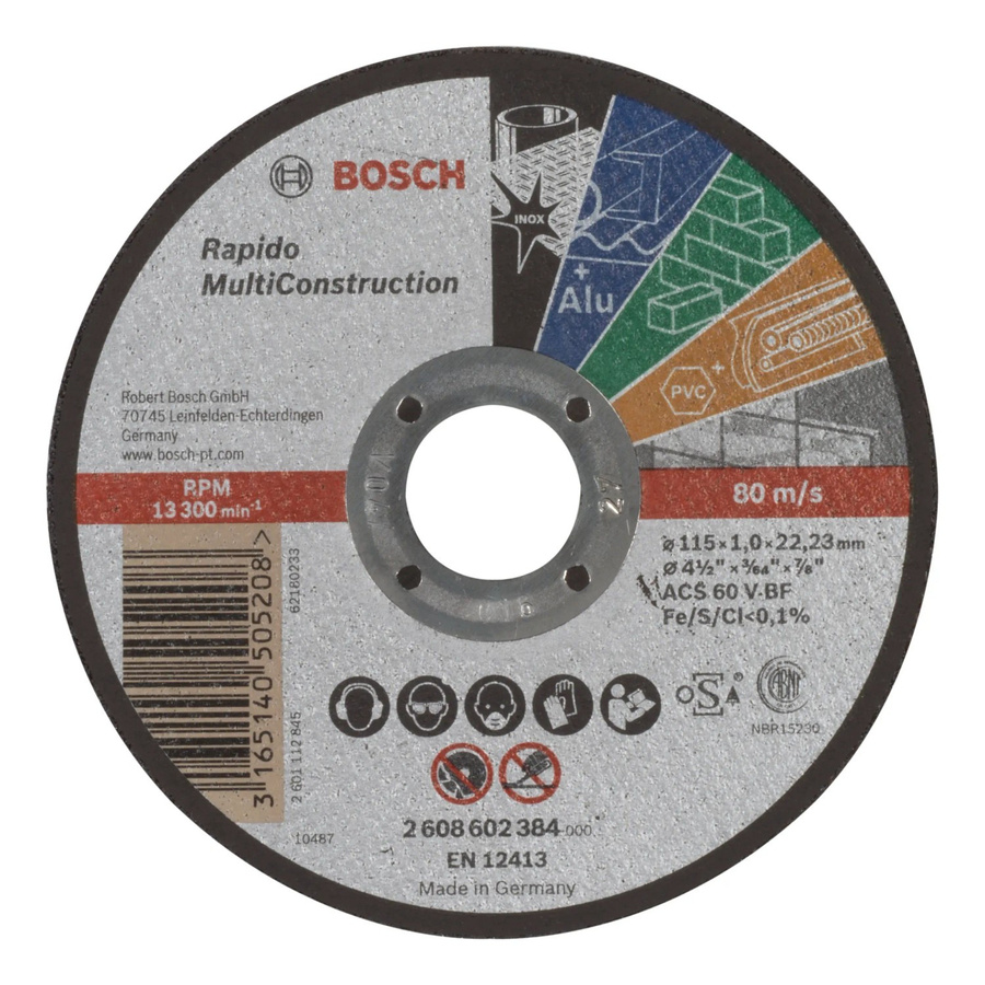 Bosch Trennscheibe Multi Construction Rapido ACS 60 V BF für Metall und Stein, Durchmesser: 115 mm, Bohrung: 22,23 mm - Bild 2