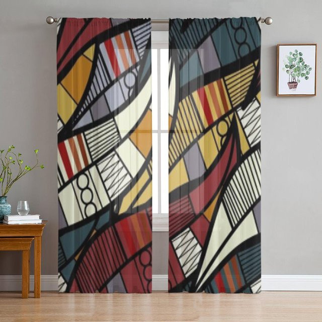 Super Six Chiffon-Vorhang mit floralem Muster in Schwarz, B: 135 cm, H: 114 cm - Bild 1